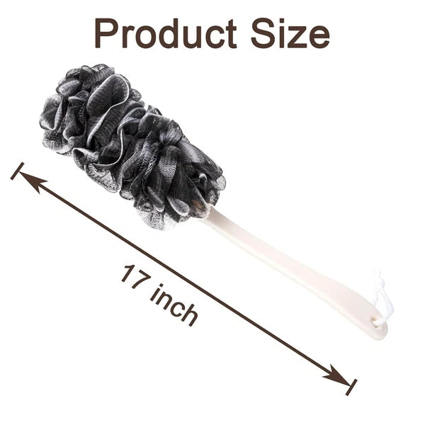 Dual-Pack Long Handle Back Scrubber - Soft Nylon Mesh Bath Brush for Men & Women