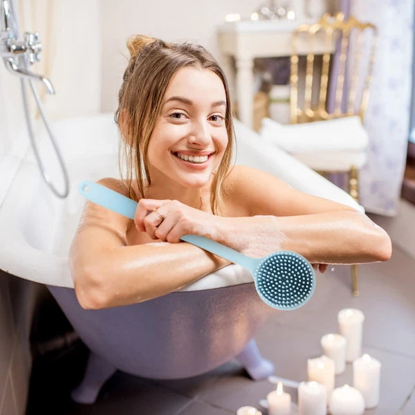 Household Silicone Back Scrubber Long Handle Bath Brush Silicone Body Scrubber