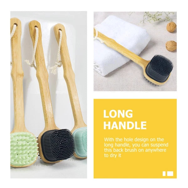 Bath Brush Silicone Shower Scrubber Body Men Long Handle