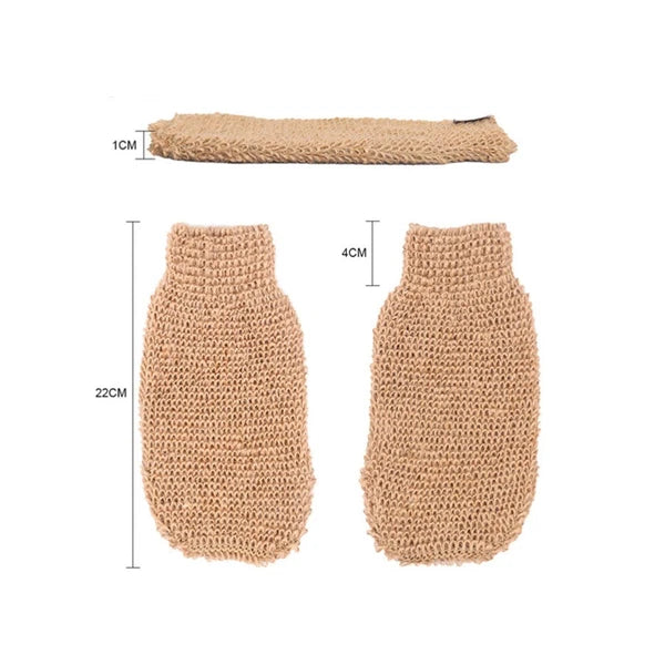 2Pcs Bath Glove Exfoliating Scrubber Mitts Ramie Jute Spa Gloves