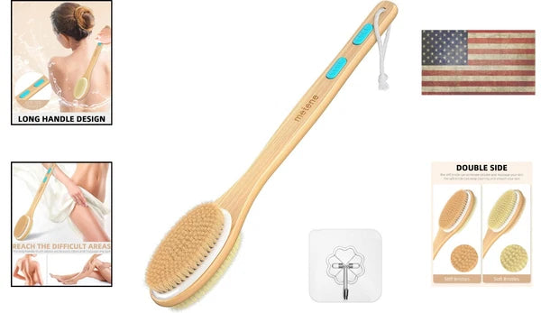 Durable 17-Inch Bath Brush with Anti-Slip Grip - Ideal for Wet & Dry Exfoliation