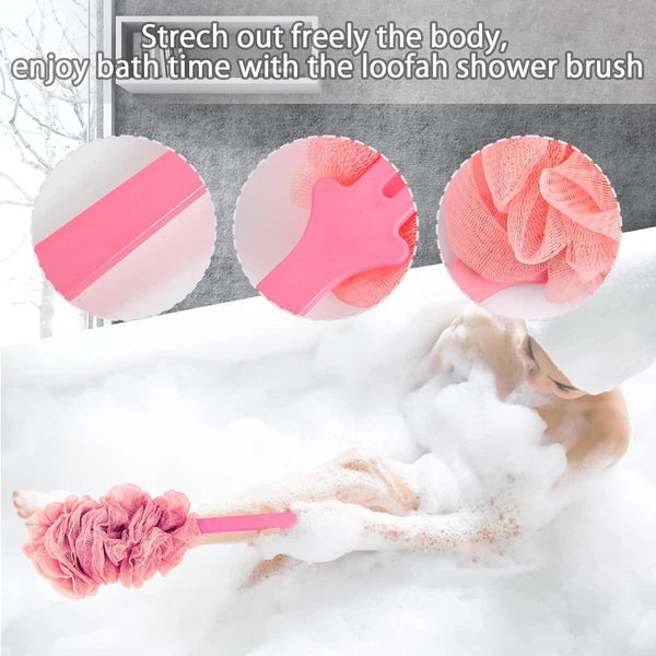 New Bath Loofah Sponge Brush Shower Long Handle Back Scrubber Bathing Accessorie
