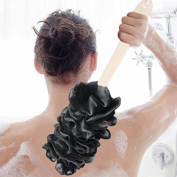 Dual-Pack Long Handle Back Scrubber - Soft Nylon Mesh Bath Brush for Men & Women