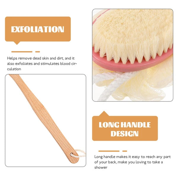 Back Massage Brush Scrubber Shower Body Long Handle Bath Exfoliating
