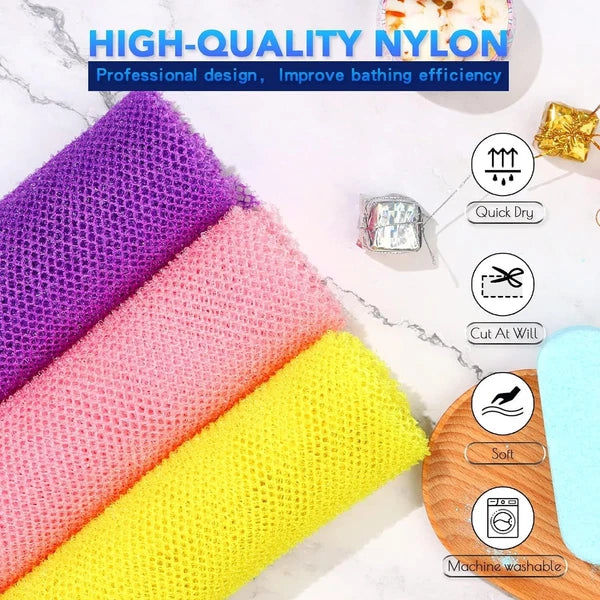 African Exfoliating Net Sponge 3 Pack Body Scrubber for Shower Back Cleaning
