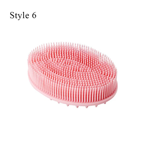 Bath Brush Scalp Massager Silicone Bristles Body Scrubber Washing Comb Bath Tool