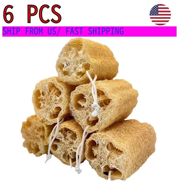 6 PCS 4' Natural Loofah/Luffa Bath Shower Sponge Exfoliator Kitchen Body Clean