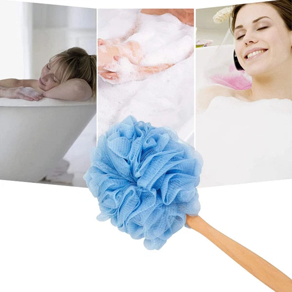Loofah Back Scrubber for Shower, Wooden Long Handle Bath Sponge Lufa Shower Brus