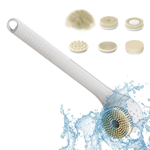 Electric Body Brush Sponge Brush Shower Back Scrubber Long Handle Waterproof