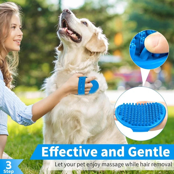 6PCS Dog Bath Brush & Dog Toothbrush | Adjustable Handle Shampoo Brush
