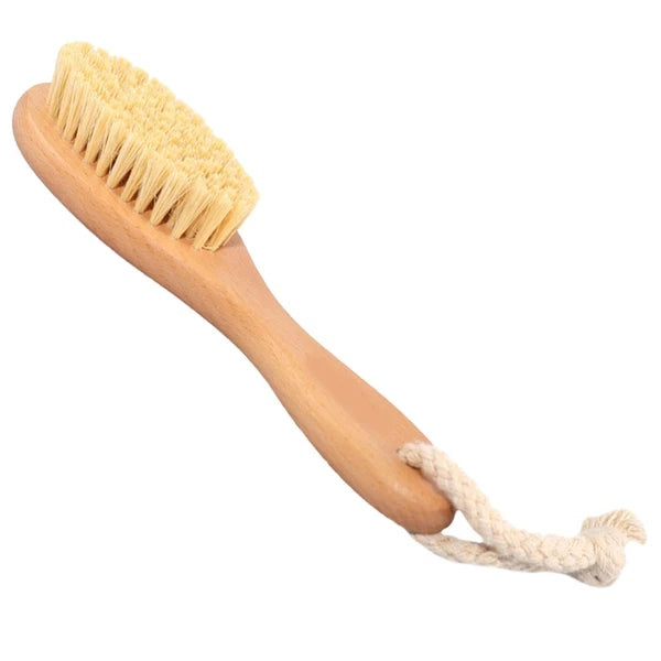 Bathing Brush with Handle Beech Sisal Material for Body Skin Exfoliation