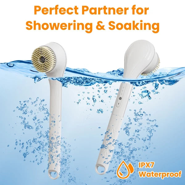 Electric Body Brush Sponge Brush Shower Back Scrubber Long Handle Waterproof