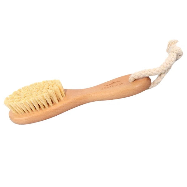 Bathing Brush with Handle Beech Sisal Material for Body Skin Exfoliation