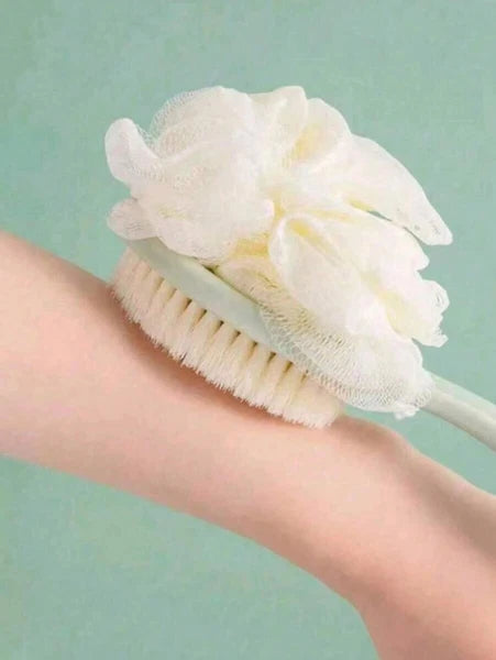 2 in 1 Handle Shower Bath Body Brush With Soft Bristles Back Massage Scrubber UK