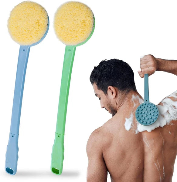 2 Pack Back Scrubber Shower Brush with 15 Inch Long Handle, Soft Bristles Ful...