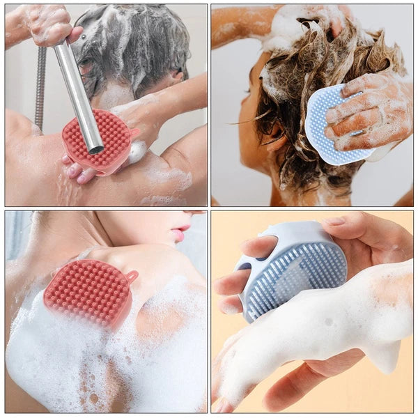 2 Pcs Shampoo Bath Brush Child Travel Body Scrub Shower Silicone