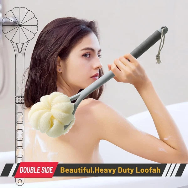 14-Inch  Shower Brush with Loofah and Soft Bristles for All Skin Types