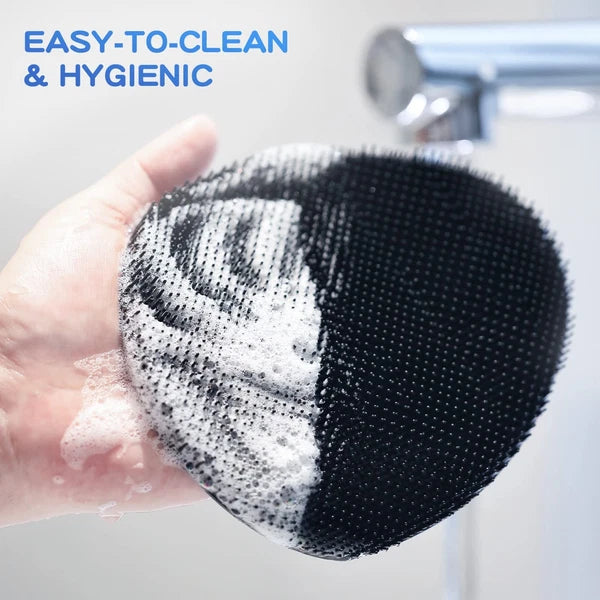 Silicone Back Scrubber(Thick Bristles) & Soft Bath Glove Set, Super-Exfoliati...