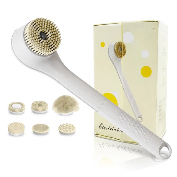 Electric Body Brush Sponge Brush Shower Back Scrubber Long Handle Waterproof