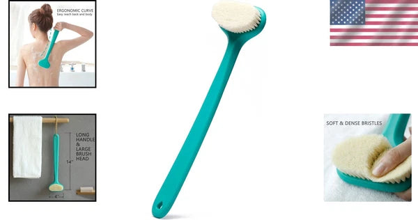 Ergonomic Body Brush for Bath & Shower - 14-Inch Exfoliation Tool in Green