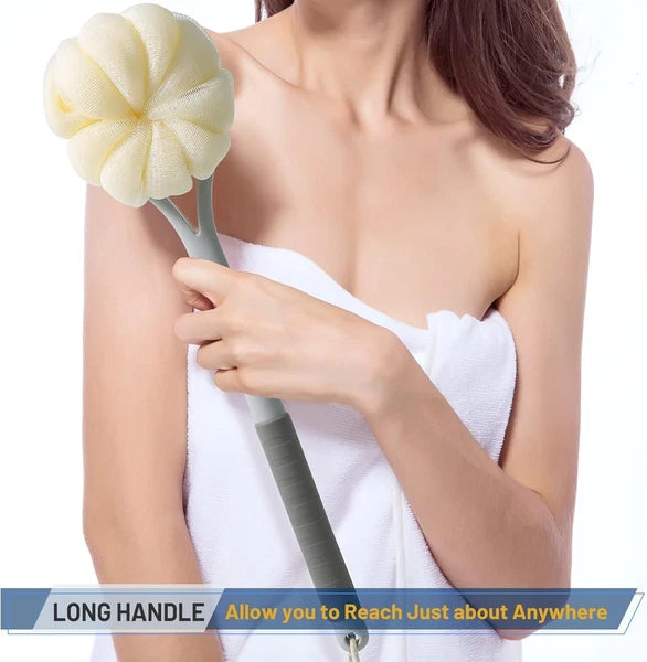 14-Inch  Shower Brush with Loofah and Soft Bristles for All Skin Types