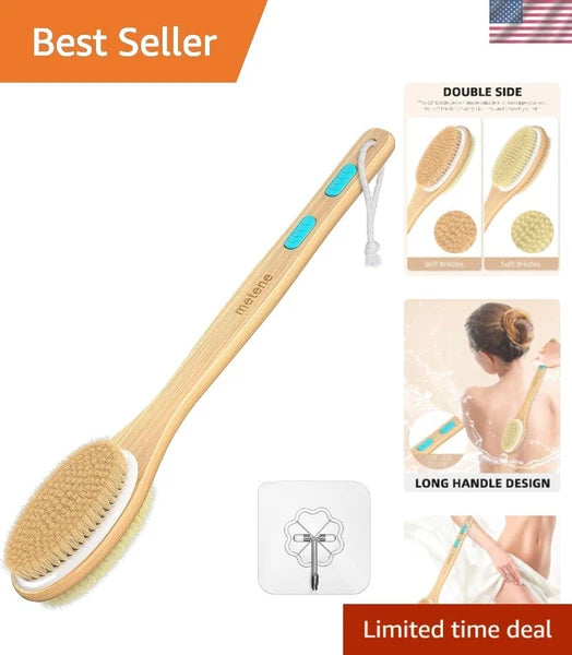 Light Blue Back Scrubber - Soft and Stiff Dual-Sided Brush for All Skin Types