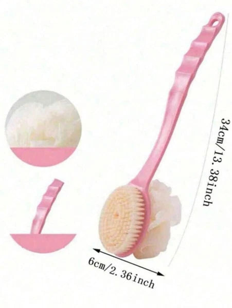 2 in 1 Handle Shower Bath Body Brush With Soft Bristles Back Massage Scrubber UK