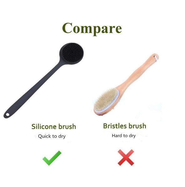 Cinlitek Silicone Body Scrubber, Long Handle Back Scrubber For Shower,