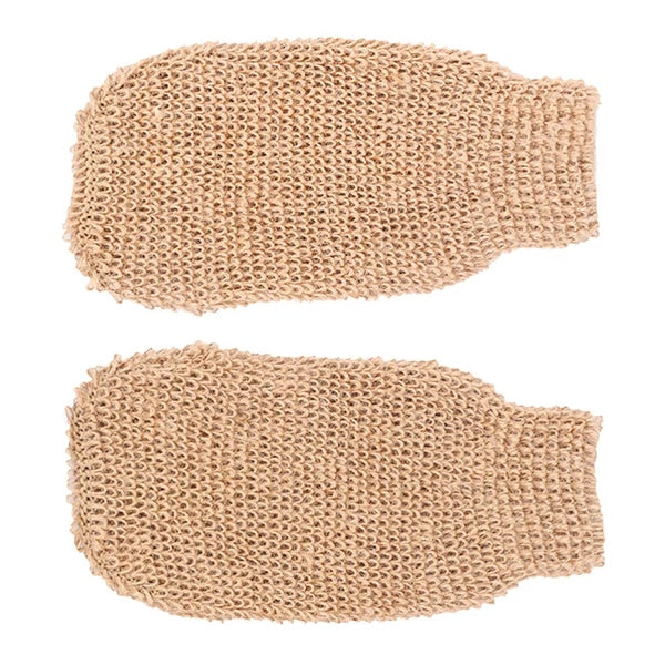 2Pcs Bath Glove Exfoliating Scrubber Mitts Ramie Jute Spa Gloves