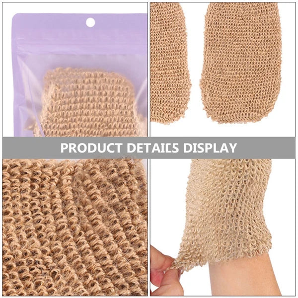 2Pcs Bath Glove Exfoliating Scrubber Mitts Ramie Jute Spa Gloves