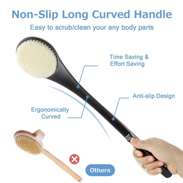 17Inch Long Handle Body Back Scrubber Shower Brush for Deep Cleaning Exfoliation