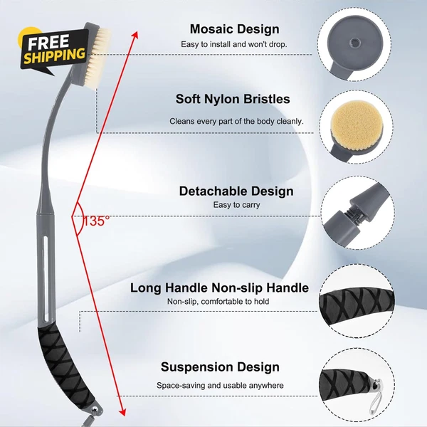 Back Scruber for Shower,20.5 Bath Brush Long Handle for Deep Cleaning,Back Brush