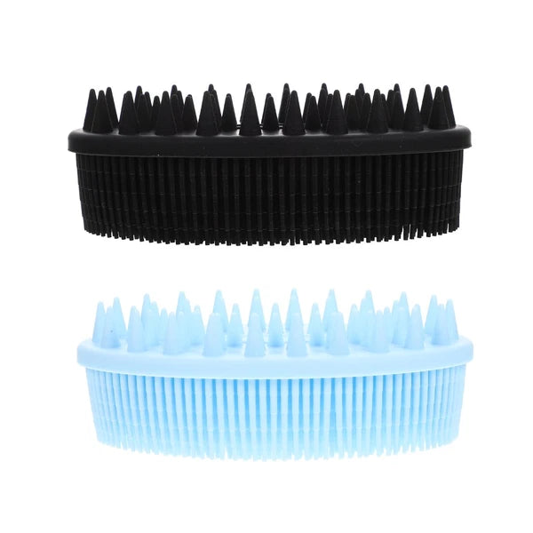 2 Pcs Bath Removable Silicone Body Scrubber with Handle