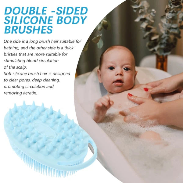 Bath Brush Baby Child Double-sided Silicone Cleaning Bathing Scrubber