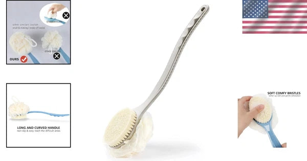 Luxurious Shower Body Brush: Dual Bristles & Loofah for Ultimate Exfoliation
