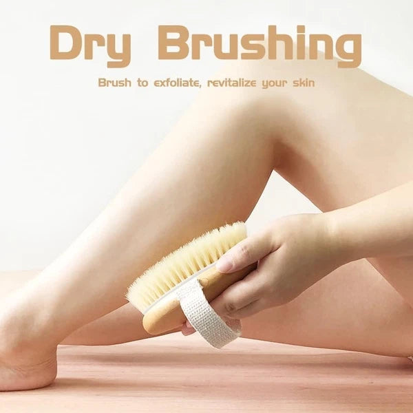 Bamboo Dry Body Brush Shower Brushing Removes Dry Skin