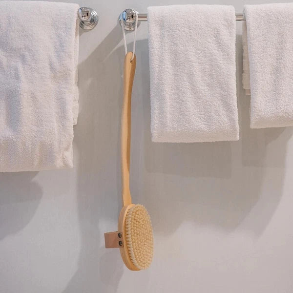 Croll & Denecke Long Handle Beech Wood Bath Brush with Removable Head