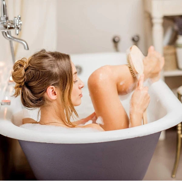 Luxury Bamboo Shower Brush with Natural Bristles - Exfoliate and Detoxify Skin