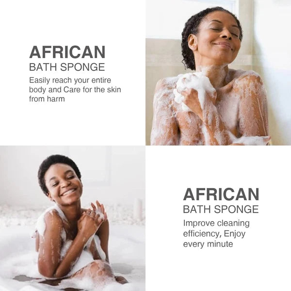 African Exfoliating Net Sponge 3 Pack Body Scrubber for Shower Back Cleaning