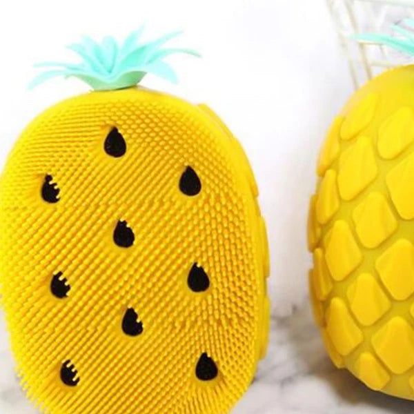 2 pcs Silicone Bath Brush Cartoon Pineapple Shape Body Shower Brush Body