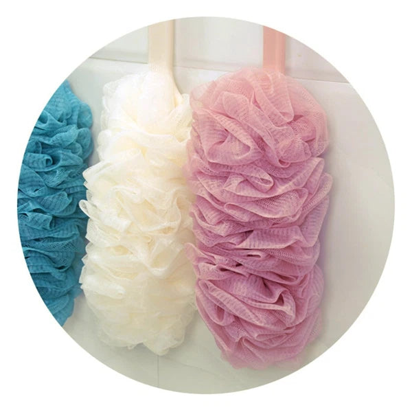 2 Pcs Rub The Back Bath Flowers Body Brush Scrubber with Long Handle