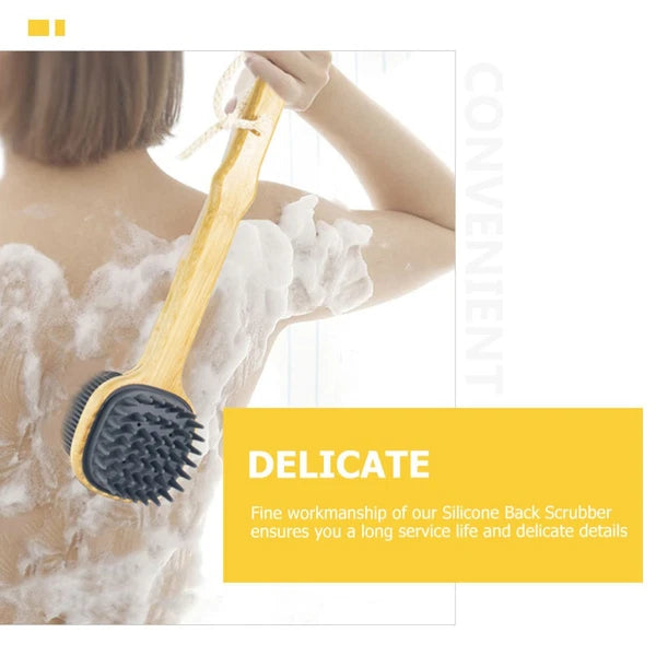 Bath Brush Man Miss Long Handle Silicone Scrubber Back for Shower