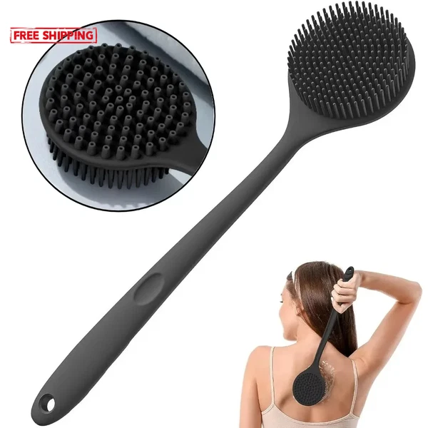 1Pc Bath Soft Back Scrubber Brush Bath Shower Sponge Scrubbing Brush with Handle