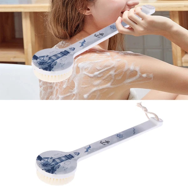 Long Handle Bath Scrubber Printed Body Brush Exfoliating Shower Brush