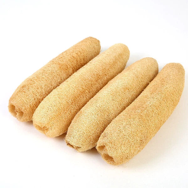 4 Pcs Natural Loofah Sponges 【25-30cm】Organic Luffa Bath Sponge Shower Body