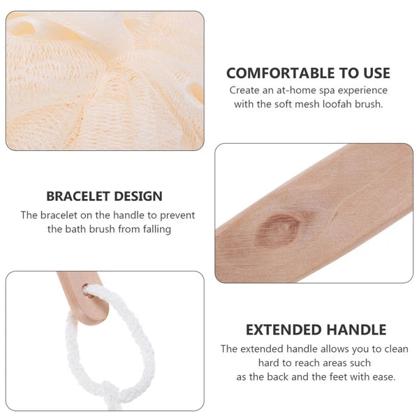 Long Handle Back Brush Exfoliating Sponge Scrubber for Bathing and Showering
