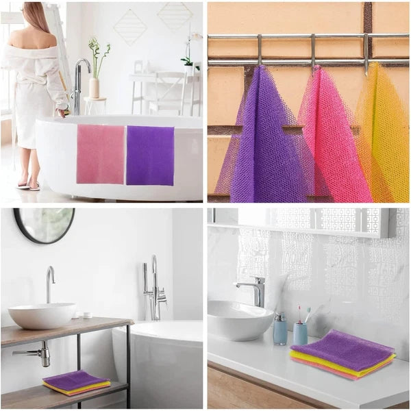 African Exfoliating Net Sponge 3 Pack Body Scrubber for Shower Back Cleaning
