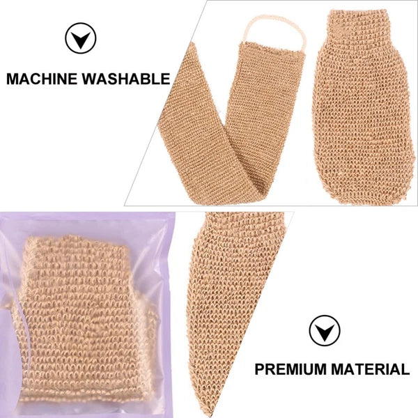 2Pcs Bath Glove Exfoliating Scrubber Mitts Ramie Jute Spa Gloves