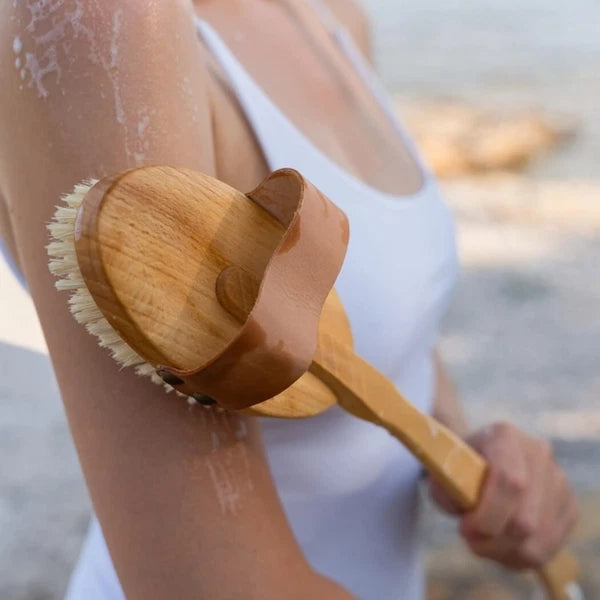 Croll & Denecke Long Handle Beech Wood Bath Brush with Removable Head