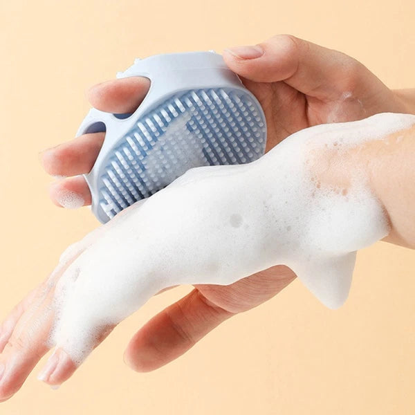 2 Pcs Shampoo Bath Brush Child Travel Body Scrub Shower Silicone